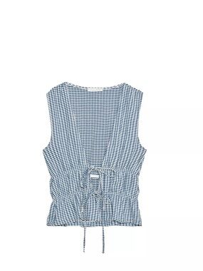 Zara Blue Gingham Tie-Front Camisole
